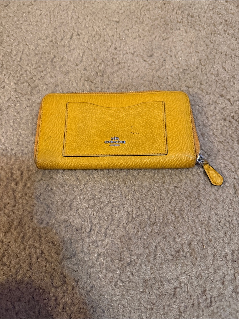 Coach Yellow Saffiano Zip Wallet with Card Pocket